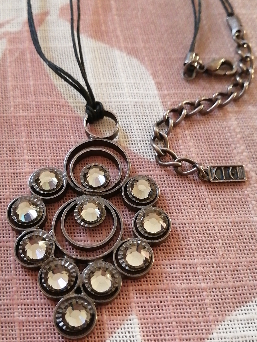 KIEN Artisan Canadian Designer Vintage Necklace With Shiny Rhinestones